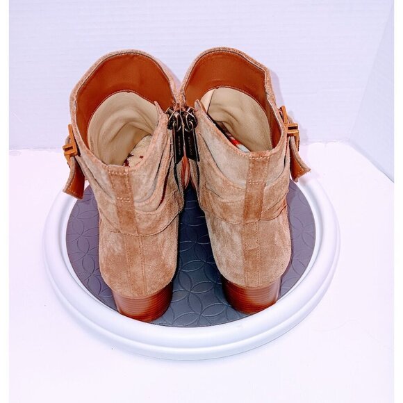 Michael Kors Suede Ankle Boots With Buckle & Zip Closure - Picture 5 of 7